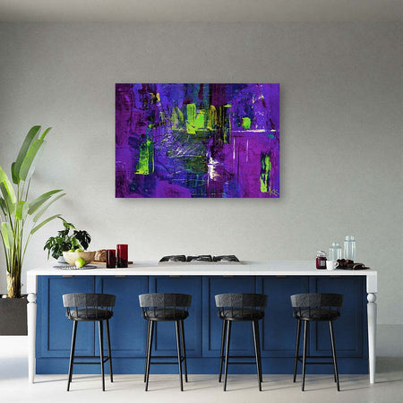 Quadro-su-tela,-Astrazione-dipinta-a-mano-viola