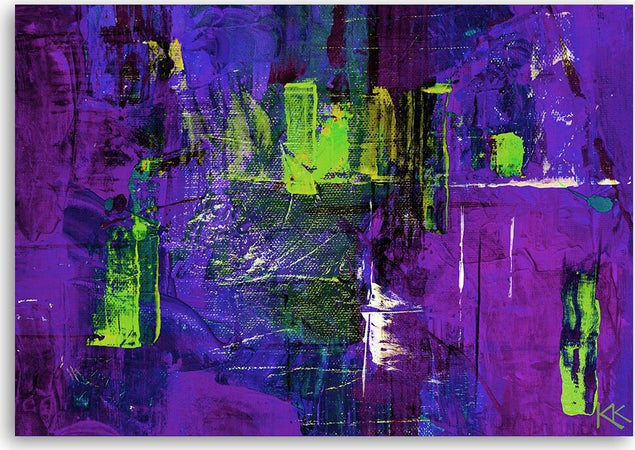 Quadro-su-tela,-Astrazione-dipinta-a-mano-viola