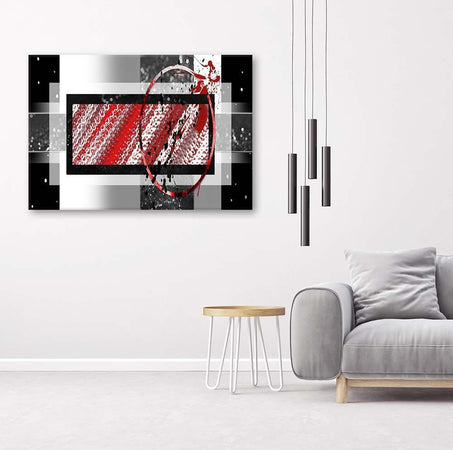 Quadro-su-tela,-Astrazione-geometrica-rosso-grigio