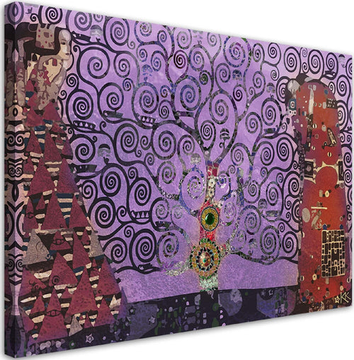 Quadro-su-tela,-Astrazione-viola-dell'albero-della-vita