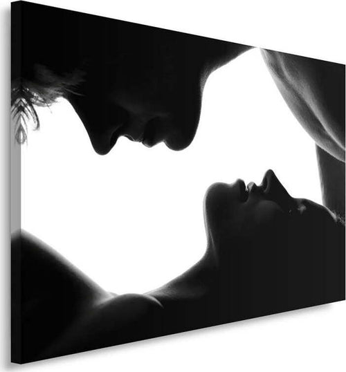 Quadro-su-tela,-Bacio-coppia-bianco-nero