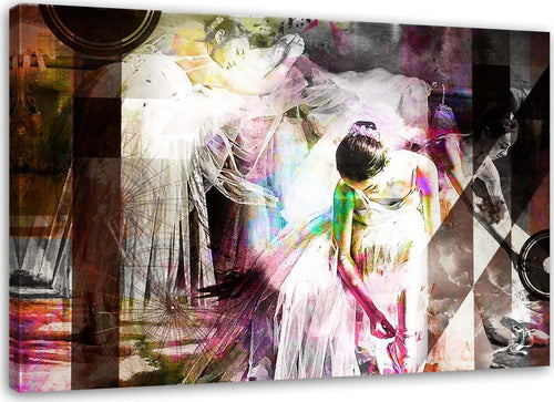 Quadro-su-tela,-Ballerina-astratta-colorata