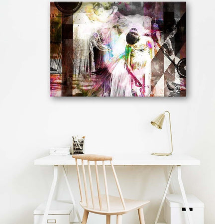 Quadro-su-tela,-Ballerina-astratta-colorata