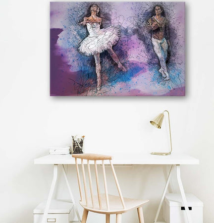Quadro-su-tela,-Ballerina-Ballet-Purple