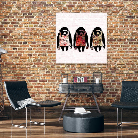 Quadro-su-tela,-Banksy-ride-le-scimmie