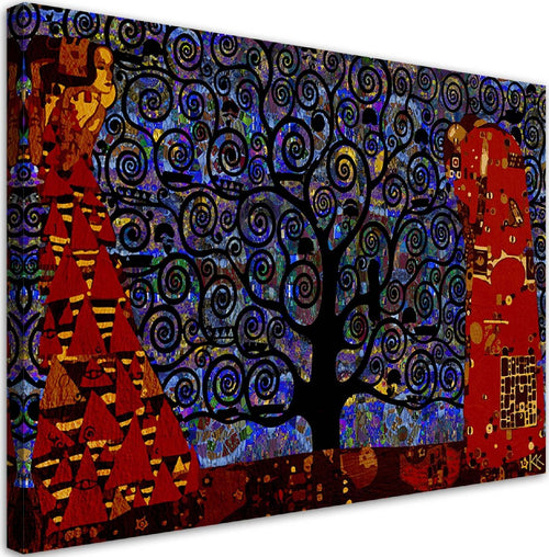 Quadro-su-tela,-Blue-Tree-of-Life-Abstraction