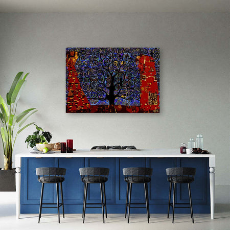 Quadro-su-tela,-Blue-Tree-of-Life-Abstraction