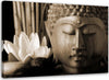 Quadro-su-tela,-Buddha-e-fiore-di-giglio-marrone