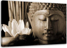 Quadro-su-tela,-Buddha-e-fiore-di-giglio-marrone