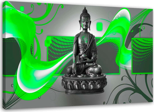 Quadro-su-tela,-Buddha-figura-astratta