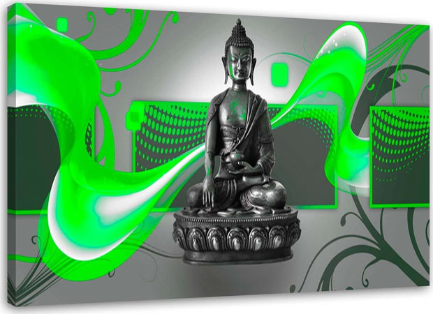 Quadro-su-tela,-Buddha-figura-astratta