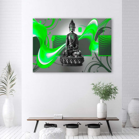 Quadro-su-tela,-Buddha-figura-astratta