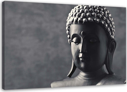 Quadro-su-tela,-Buddha-sfondo-grigio