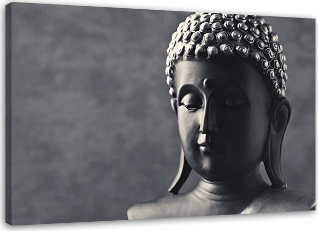 Quadro-su-tela,-Buddha-sfondo-grigio