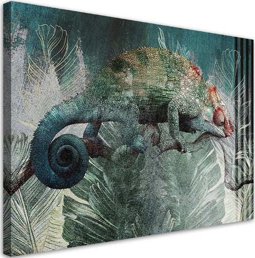 Quadro-su-tela,-Camaleonte-nella-giungla