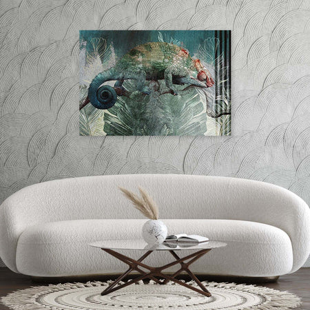 Quadro-su-tela,-Camaleonte-nella-giungla