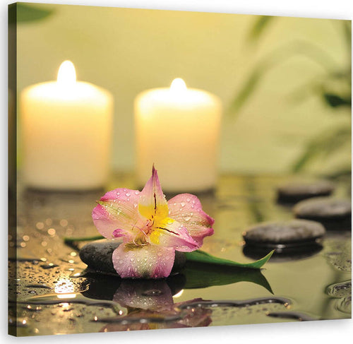 Quadro-su-tela,-Candele-e-orchidee-zen
