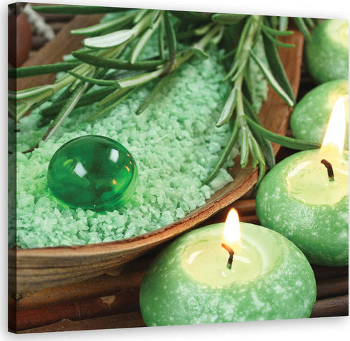 Quadro-su-tela,-Candele-spa-turchesi