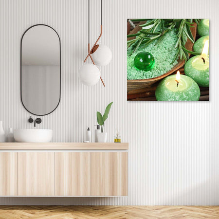 Quadro-su-tela,-Candele-spa-turchesi