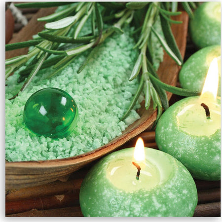 Quadro-su-tela,-Candele-spa-turchesi