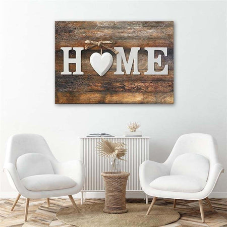 Quadro-su-tela,-Casa-Cuore-Marrone-Retro