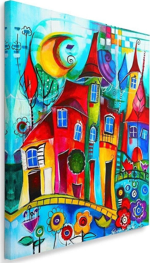 Quadro-su-tela,-Case-colorate