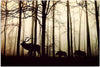 Quadro-su-tela,-Cervi-nella-foresta-Nebbia-Marrone