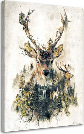 Quadro-su-tela,-Cervo-Astratto-Animali-Natura