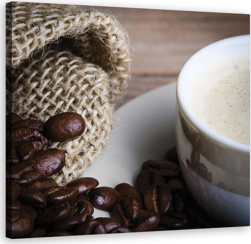 Quadro-su-tela,-Chicchi-di-caffè-e-tazza