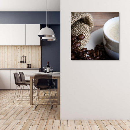 Quadro-su-tela,-Chicchi-di-caffè-e-tazza