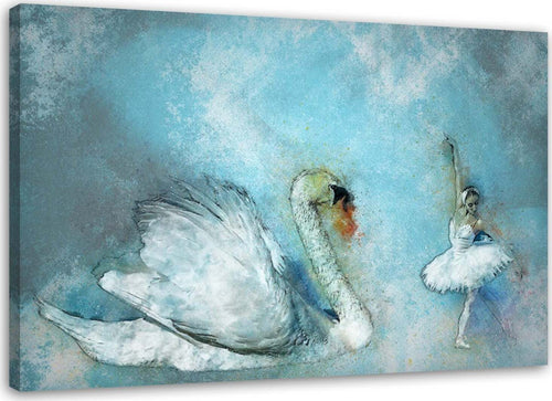 Quadro-su-tela,-Cigno-Ballerina-Turchese