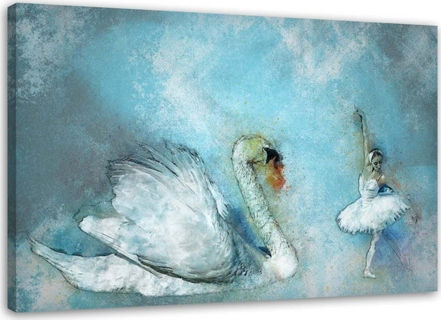 Quadro-su-tela,-Cigno-Ballerina-Turchese