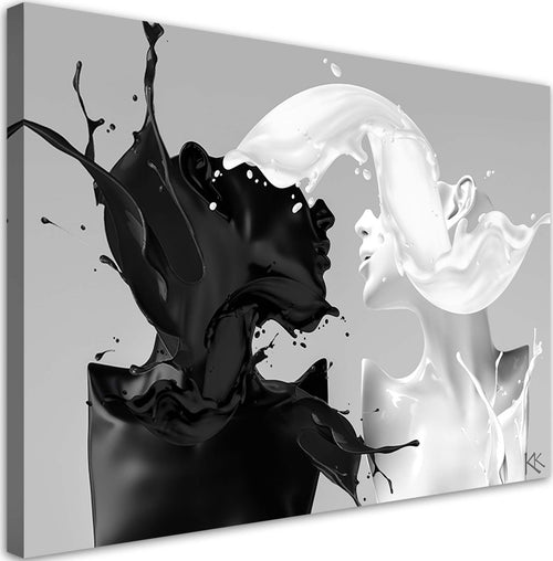 Quadro-su-tela,-Coffee-e-latte-in-bianco-e-nero-coppia-amore
