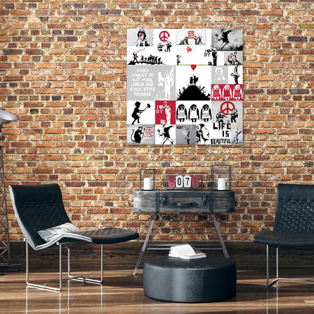 Quadro-su-tela,-Collage-di-graffiti-art-di-strada-banksy
