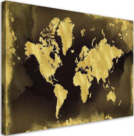 Quadro-su-tela,-Continenti-d'oro-vintage