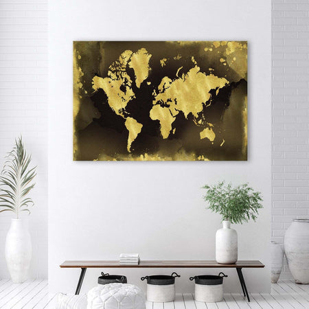 Quadro-su-tela,-Continenti-d'oro-vintage