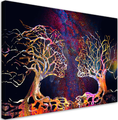 Quadro-su-tela,-Coppia-di-alberi-baciano-l'astrazione
