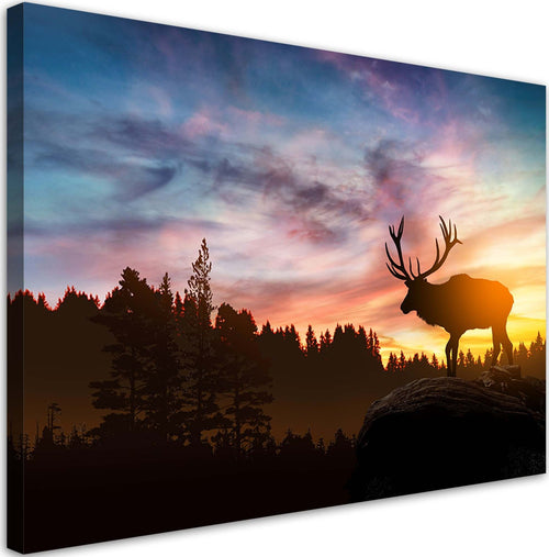Quadro-su-tela,-Deer-al-tramonto