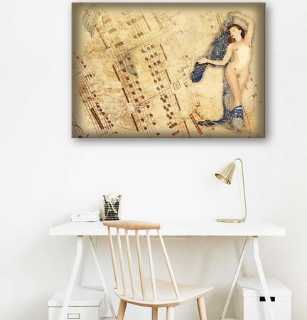 Quadro-su-tela,-Dipinti-di-nudo-donna-retrò