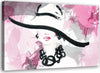 Quadro-su-tela,-Donna-con-cappello-rosa