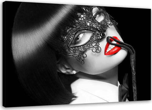 Quadro-su-tela,-Donna-con-maschera-nera
