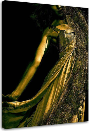 Quadro-su-tela,-Donna-Glamour-Oro