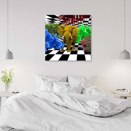 Quadro-su-tela,-Elefante-colorato