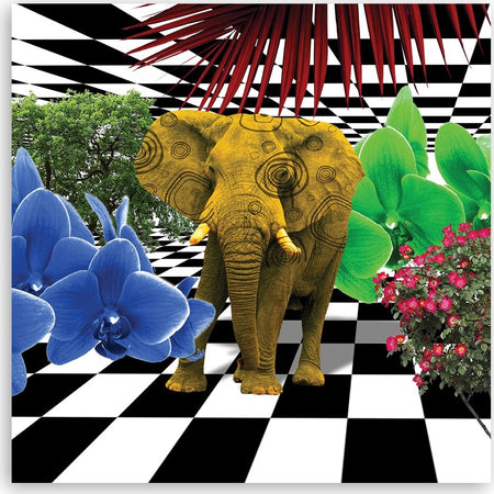 Quadro-su-tela,-Elefante-colorato