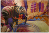 Quadro-su-tela,-Elefante-d'oro-su-un-background-astratto