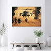 Quadro-su-tela,-Elicottero-e-soldati-in-missione