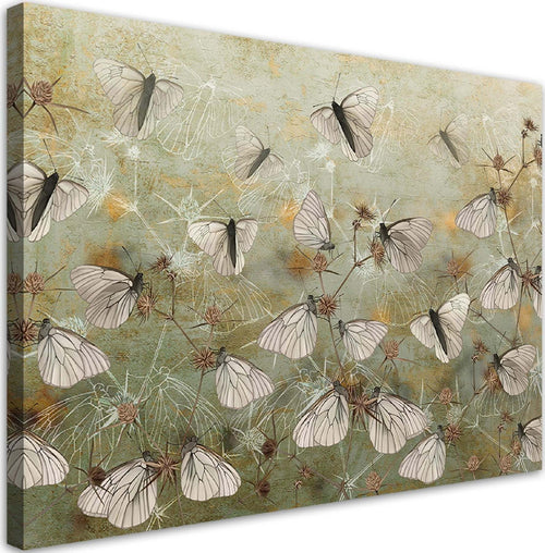 Quadro-su-tela,-Farfalle-astratte-nel-prato