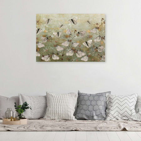 Quadro-su-tela,-Farfalle-astratte-nel-prato