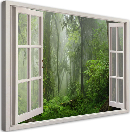 Quadro-su-tela,-Finestra-tropicale-della-foresta-della-giungla