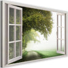 Quadro-su-tela,-Finestra-vista-foresta-verde